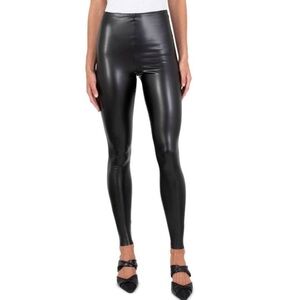 Joie Women’s Faux Leather Leggings High Waist Raw Hem Ankle Black XXL
